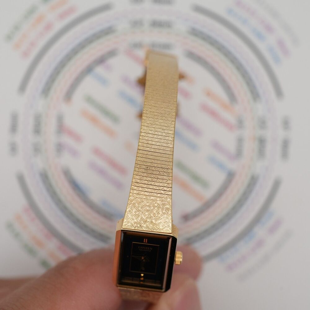 Citizen 2200-222857 Vintage Tank Watch Gold Tone 13mm JWCII sticker New Battery - Picture 6 of 13